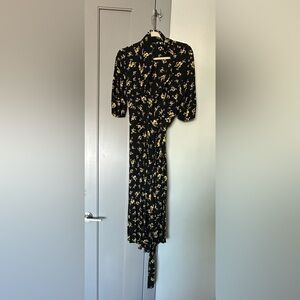 Ganni Black and Yellow Floral Dress